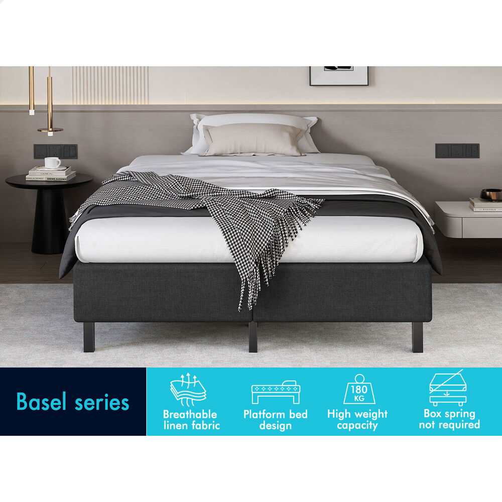 ALFORDSON Bed Frame King Single Mattress Base Foundation Charcoal Fabric BASEL