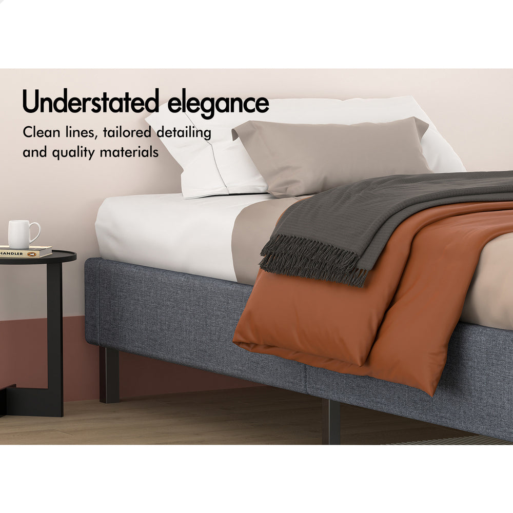 ALFORDSON Bed Frame King Single Mattress Base Foundation Grey Fabric BASEL