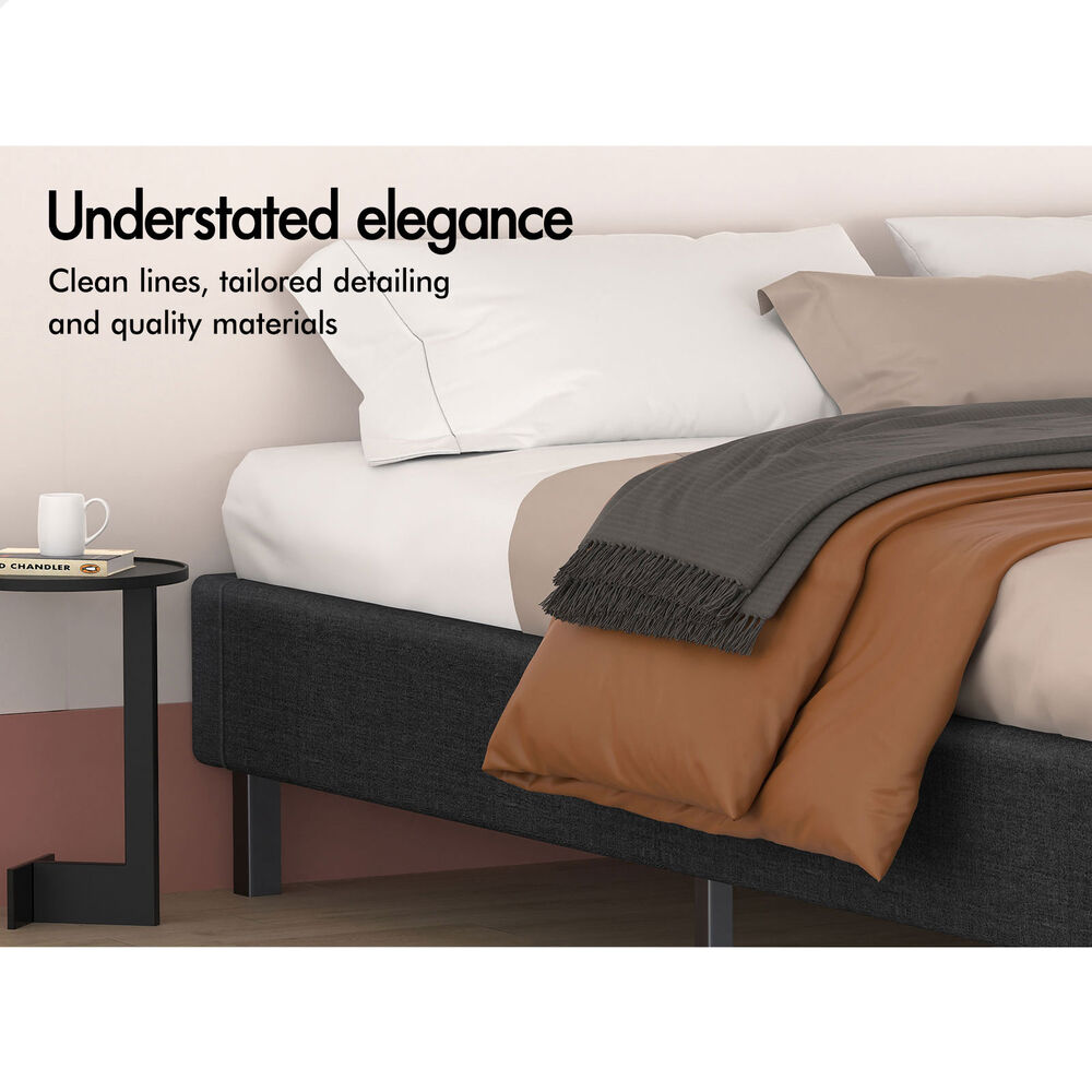 ALFORDSON Bed Frame Queen Size Mattress Base Foundation Charcoal Fabric BASEL