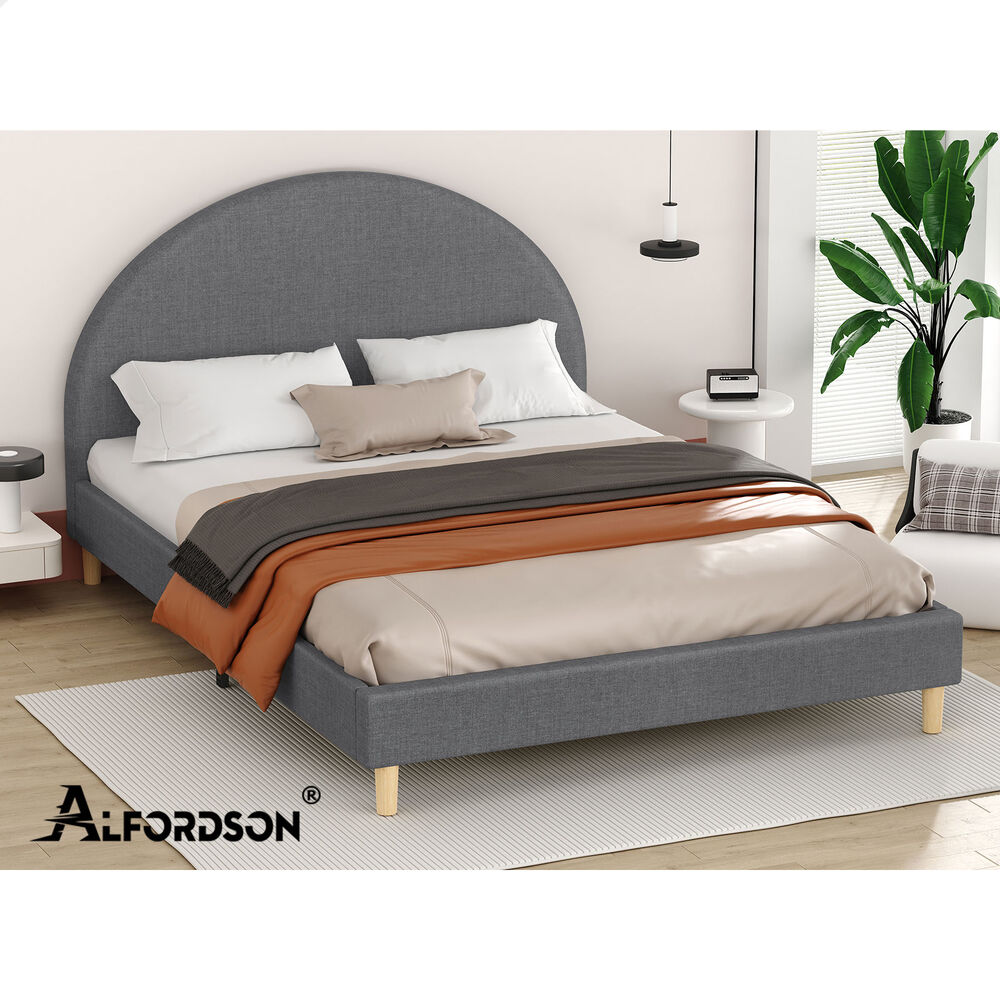 ALFORDSON Bed Frame Double Size Mattress Base Platform Grey Fabric CALLA