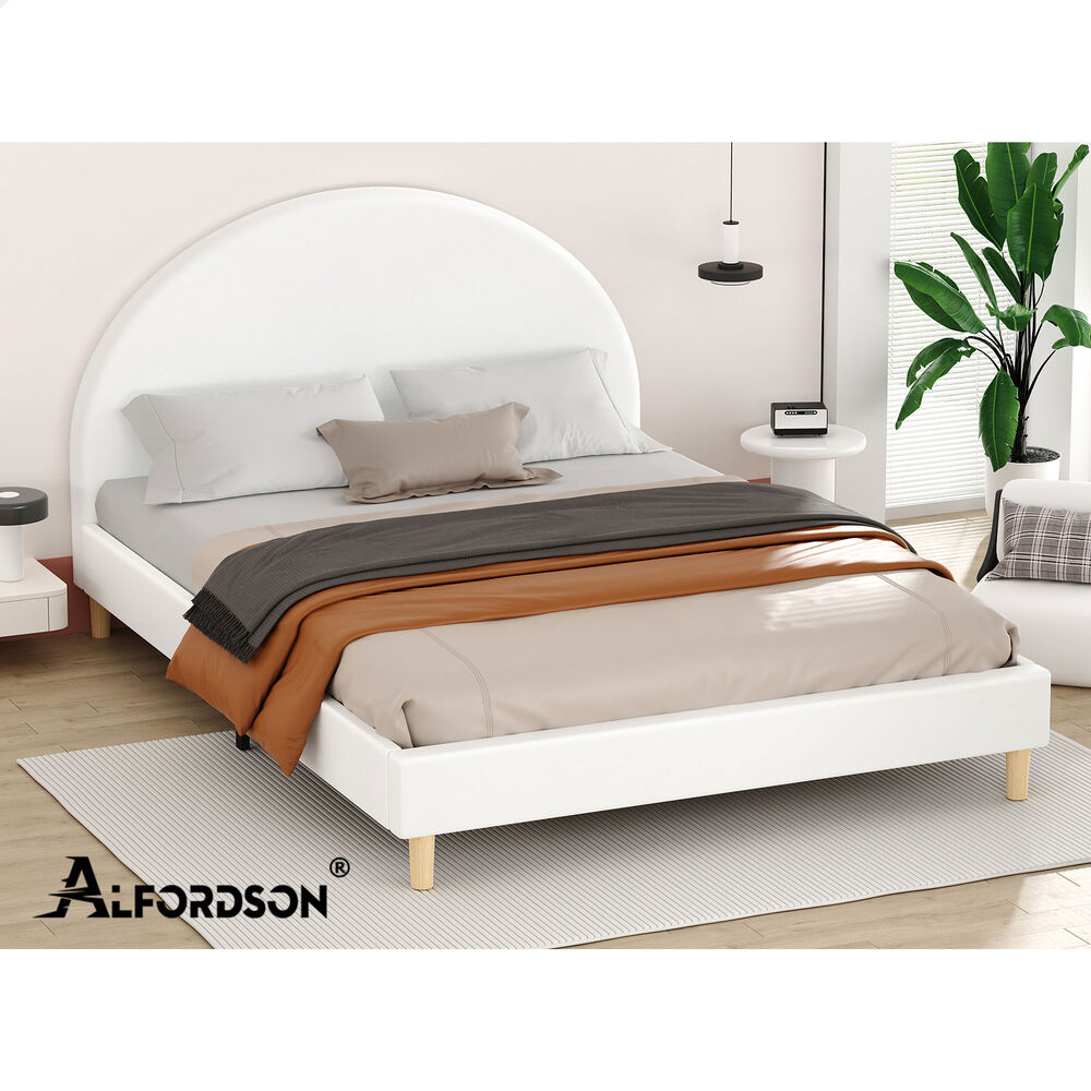 ALFORDSON Bed Frame Double Size Mattress Base Platform Leather White CALLA