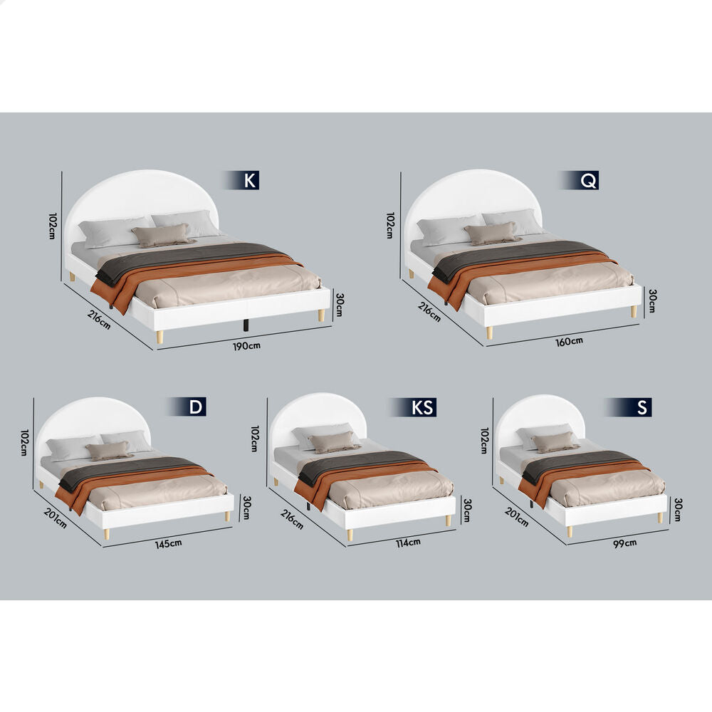 ALFORDSON Bed Frame Double Size Mattress Base Platform Leather White CALLA