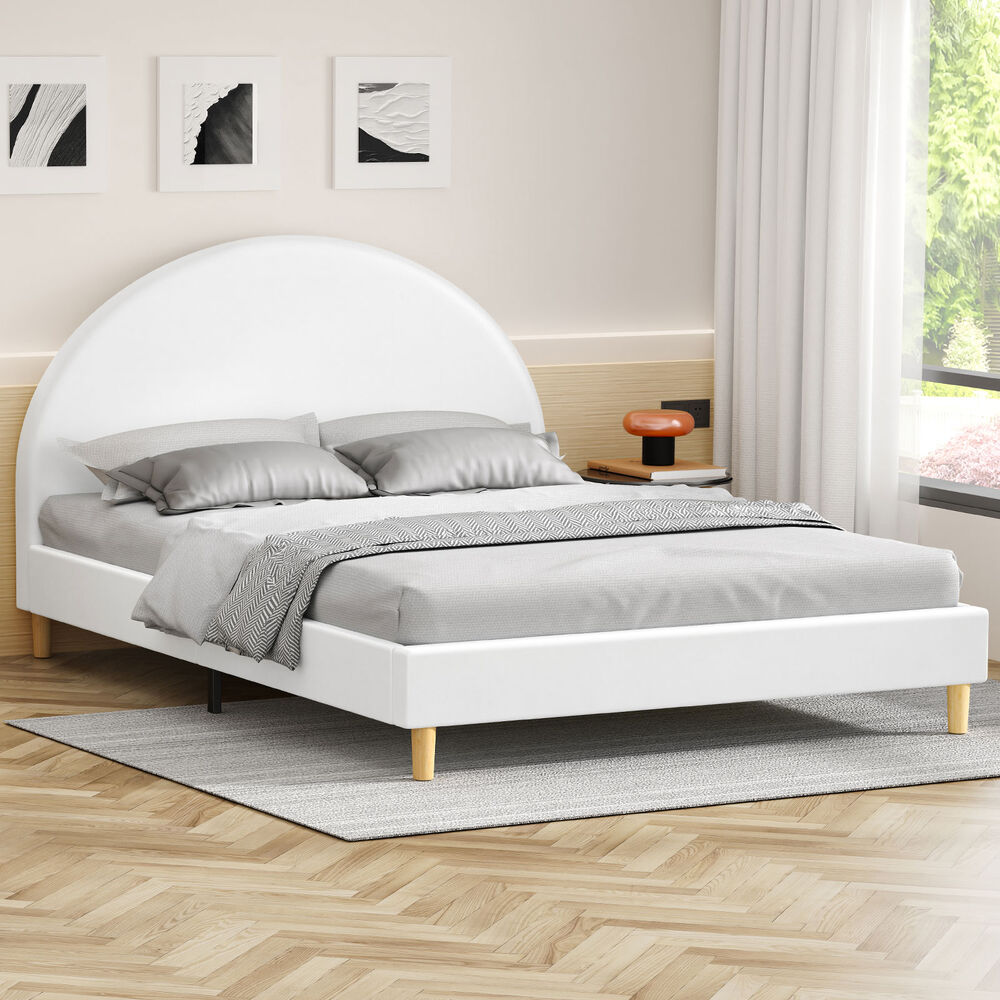 ALFORDSON Bed Frame Double Size Mattress Base Platform Leather White CALLA