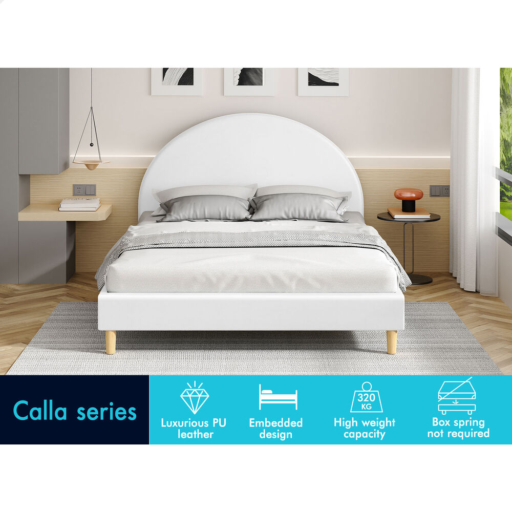 ALFORDSON Bed Frame Double Size Mattress Base Platform Leather White CALLA