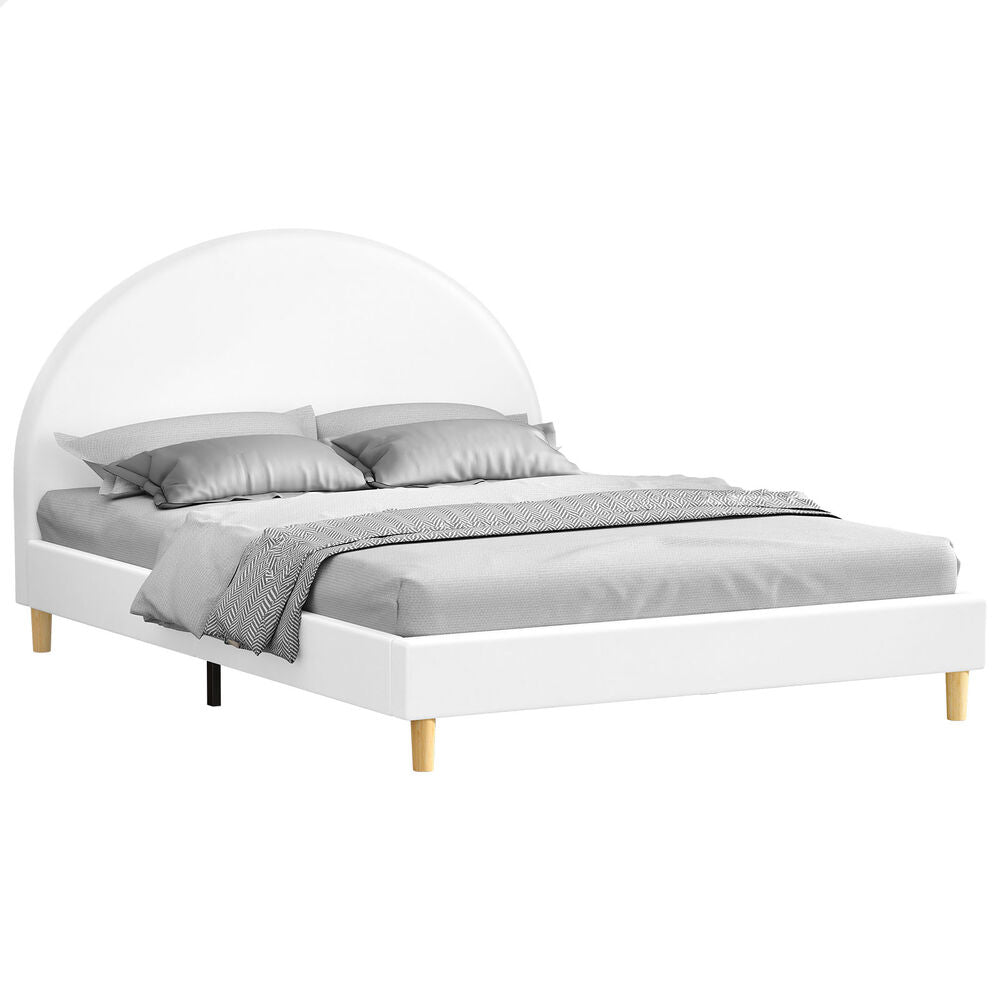 ALFORDSON Bed Frame Double Size Mattress Base Platform Leather White CALLA