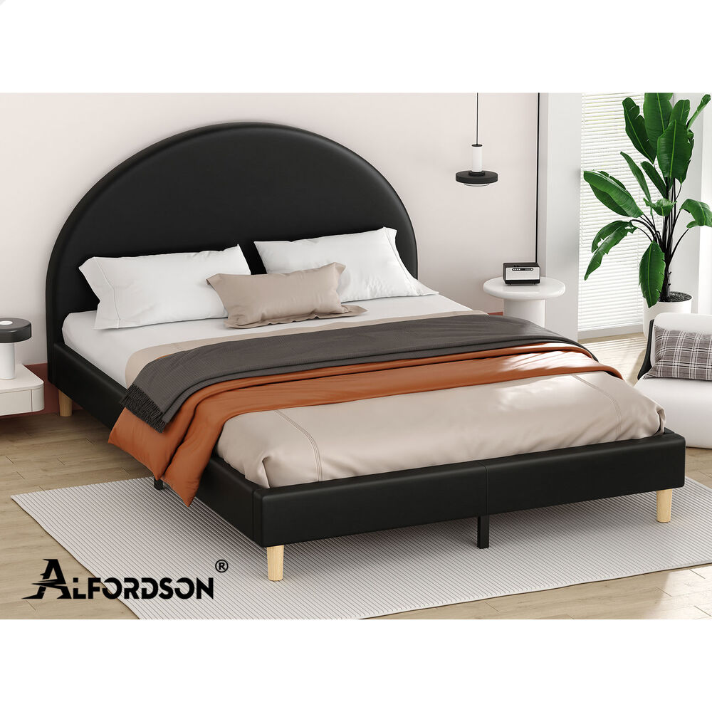 ALFORDSON Bed Frame King Size Mattress Base Platform Black Leather CALLA