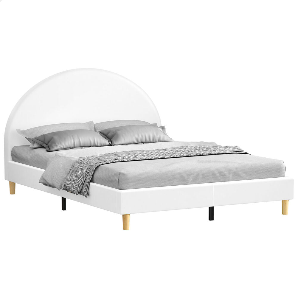 ALFORDSON Bed Frame King Size Mattress Base Platform Leather White CALLA
