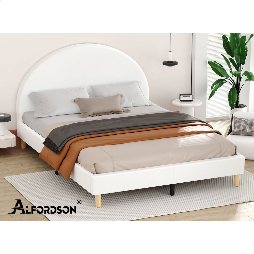 ALFORDSON Bed Frame King Size Mattress Base Platform Leather White CALLA
