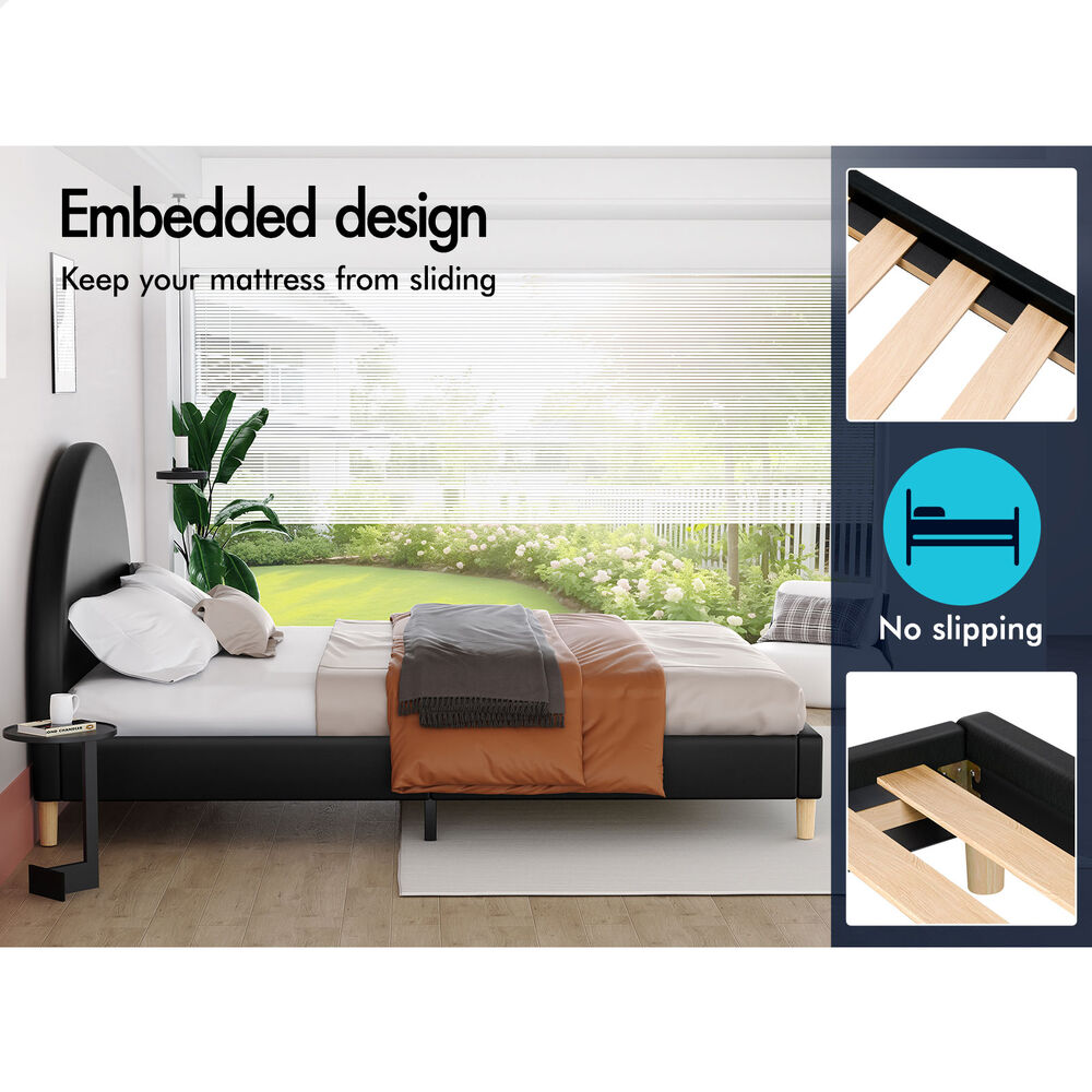 ALFORDSON Bed Frame King Single Mattress Base Platform Black Leather CALLA
