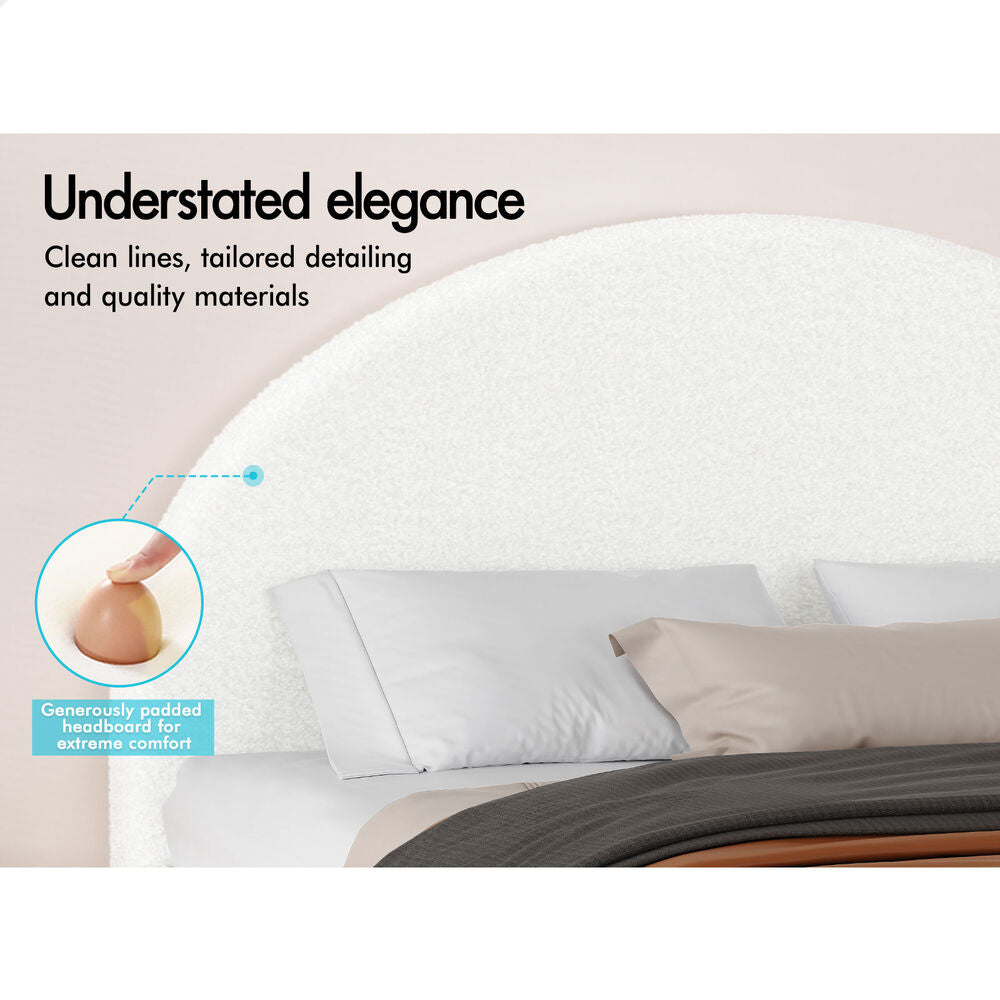 ALFORDSON Bed Frame King Single Mattress Base Platform White Boucle CALLA