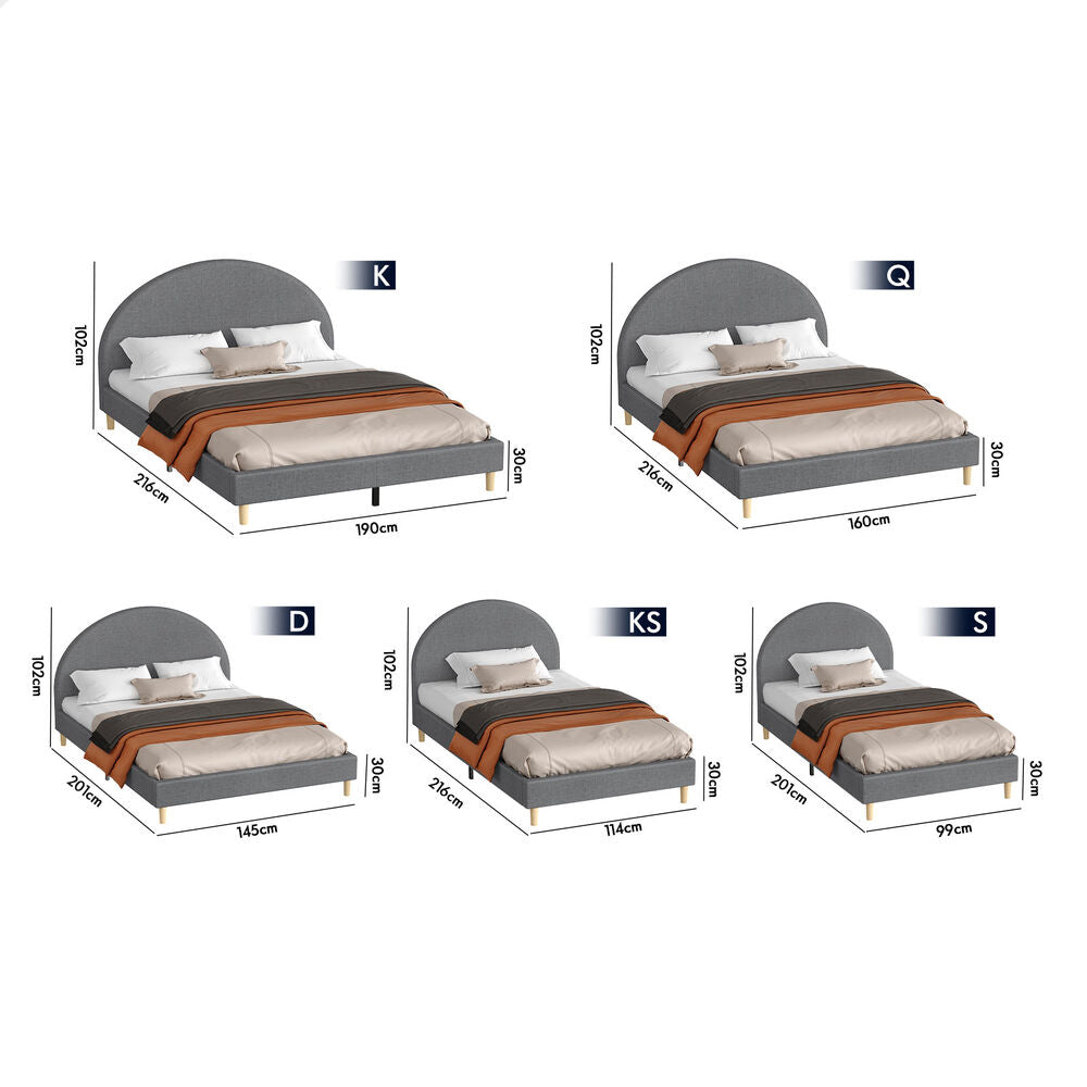 ALFORDSON Bed Frame King Single Mattress Base Platform Grey Fabric CALLA