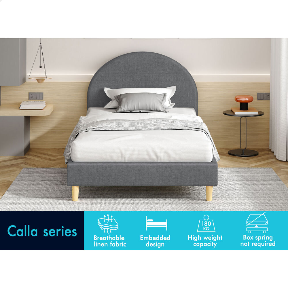 ALFORDSON Bed Frame King Single Mattress Base Platform Grey Fabric CALLA
