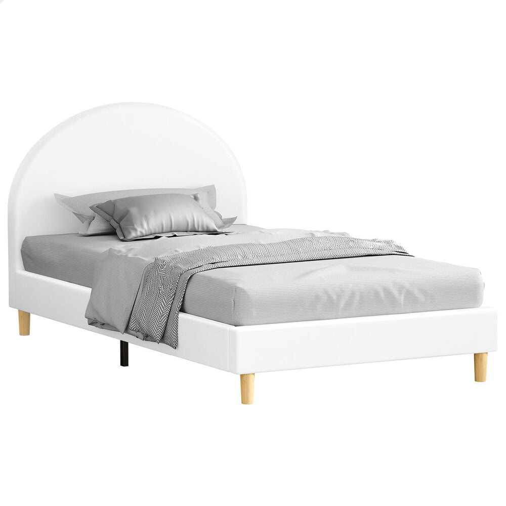 ALFORDSON Bed Frame Single Size Mattress Base Platform Leather White CALLA
