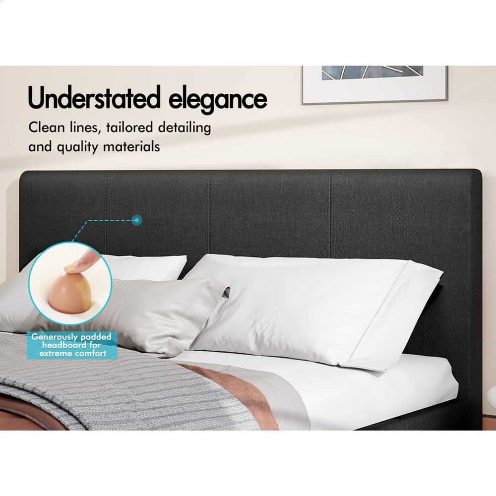ALFORDSON Bed Frame Double Size Mattress Base Wooden Platform Fabric Charcoal