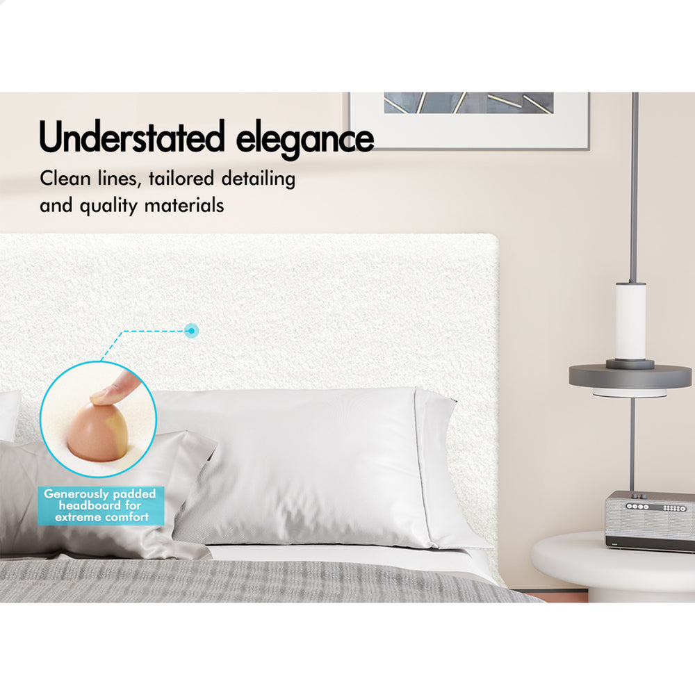 ALFORDSON Bed Frame King Mattress Base Wooden Platform Boucle Fabric White