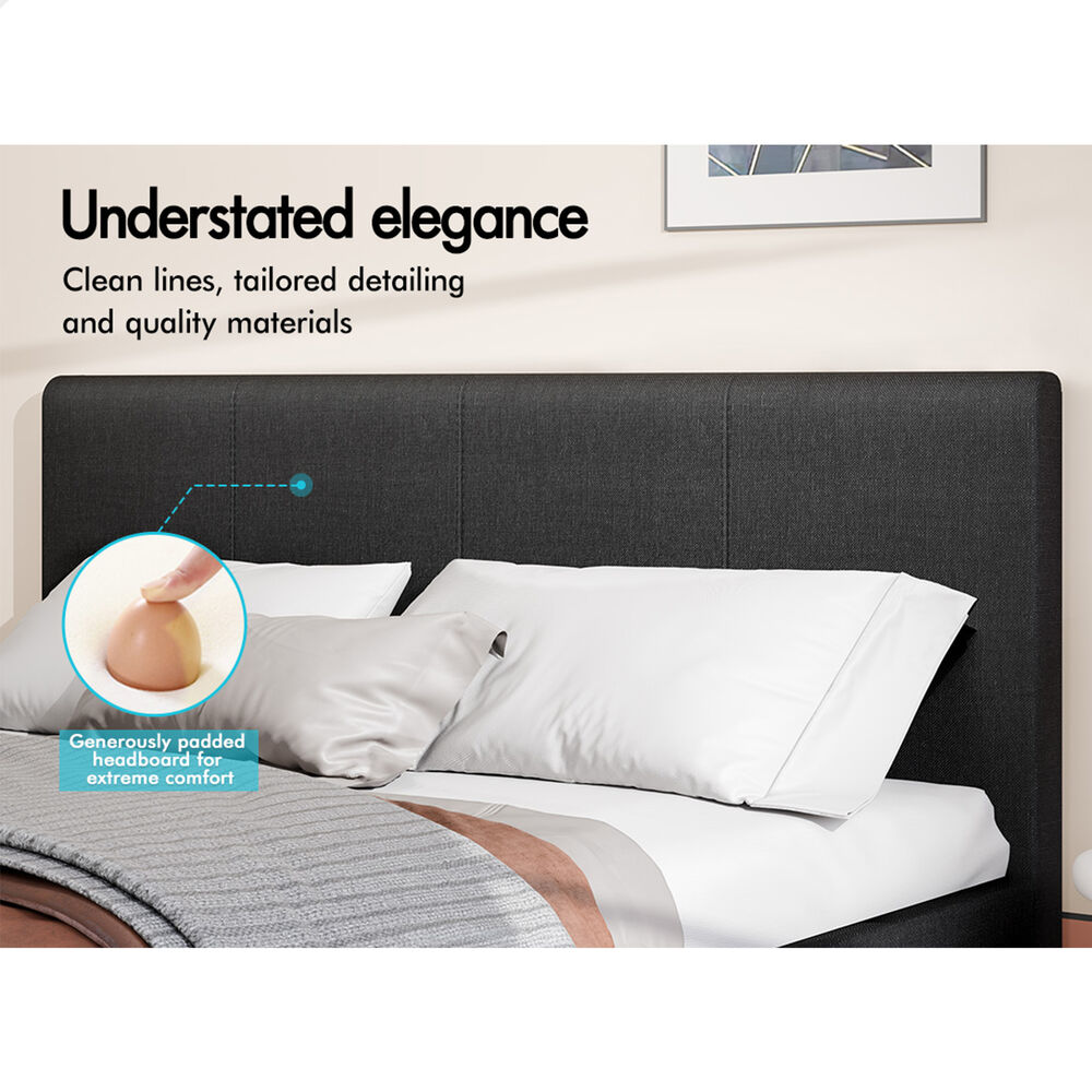 ALFORDSON Bed Frame King Size Mattress Base Wooden Platform Fabric Charcoal