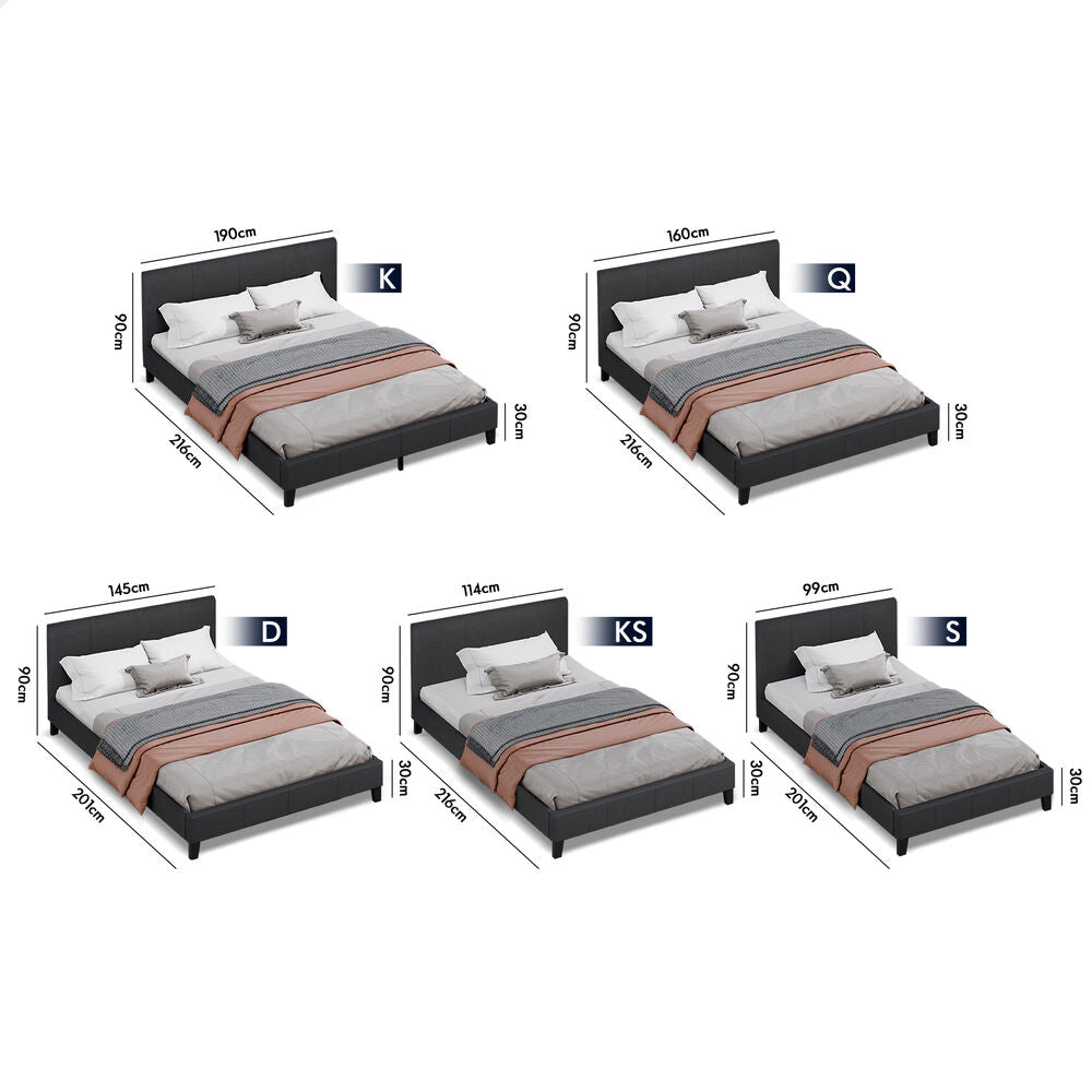 ALFORDSON Bed Frame King Size Mattress Base Wooden Platform Fabric Charcoal