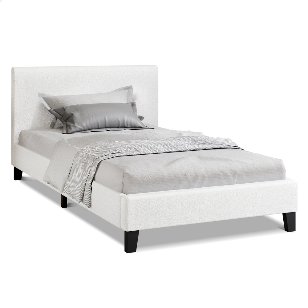 ALFORDSON Bed Frame King Single Mattress Base Wooden Platform Boucle Fabric