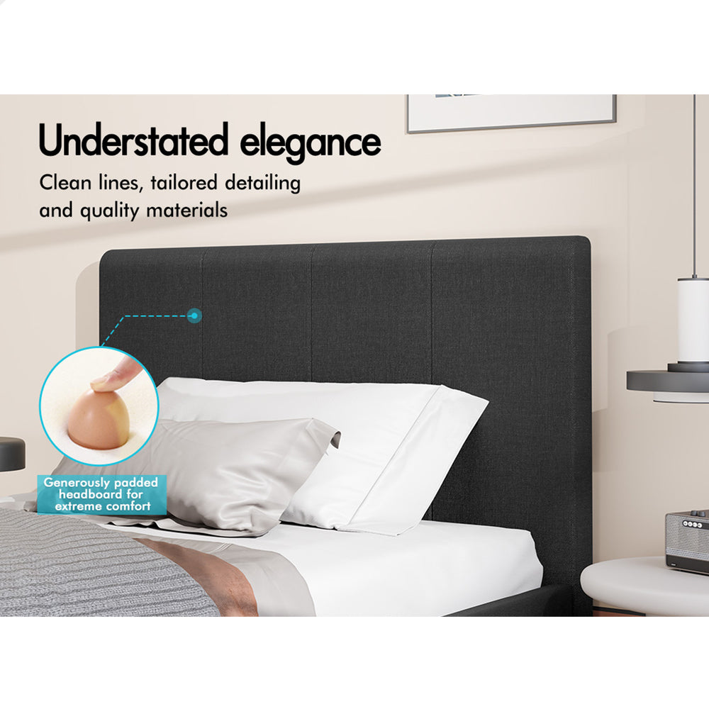 ALFORDSON Bed Frame King Single Mattress Base Wooden Platform Fabric Charcoal