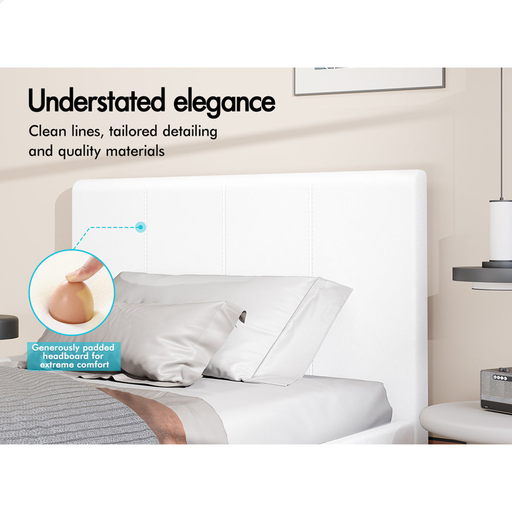 ALFORDSON Bed Frame King Single Mattress Base Wooden Platform Leather White