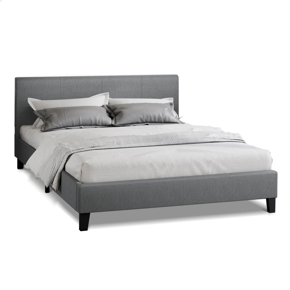 ALFORDSON Bed Frame Queen Size Mattress Base Wooden Platform Fabric Grey