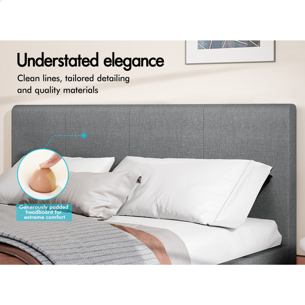 ALFORDSON Bed Frame Queen Size Mattress Base Wooden Platform Fabric Grey