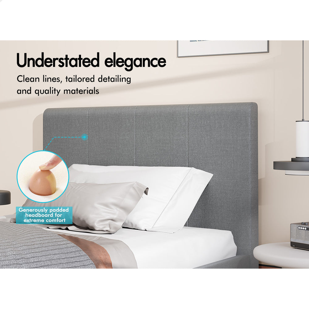 ALFORDSON Bed Frame Single Size Mattress Base Wooden Platform Fabric Grey