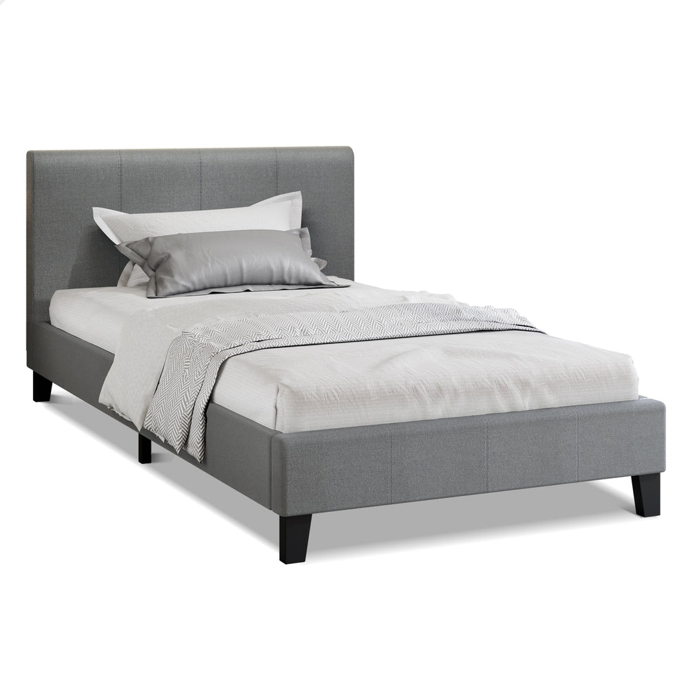 ALFORDSON Bed Frame Single Size Mattress Base Wooden Platform Fabric Grey
