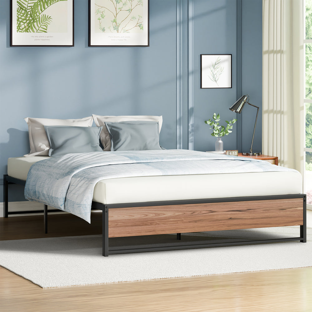ALFORDSON Metal Bed Frame Queen Size Mattress Base Platform Foundation Wood