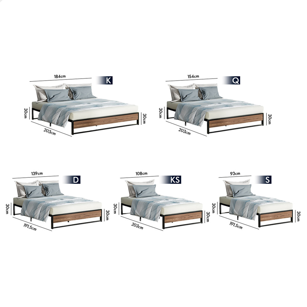ALFORDSON Metal Bed Frame Queen Size Mattress Base Platform Foundation Wood