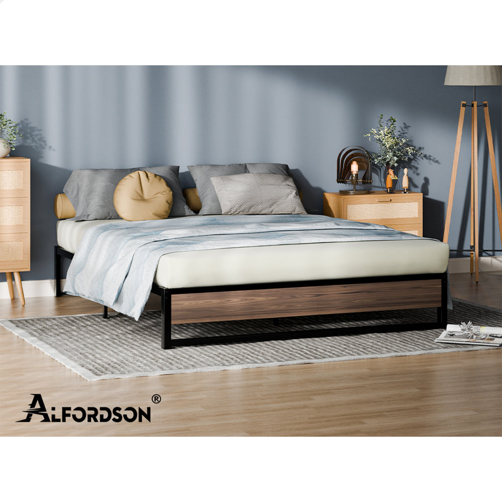 ALFORDSON Metal Bed Frame Queen Size Mattress Base Platform Foundation Wood