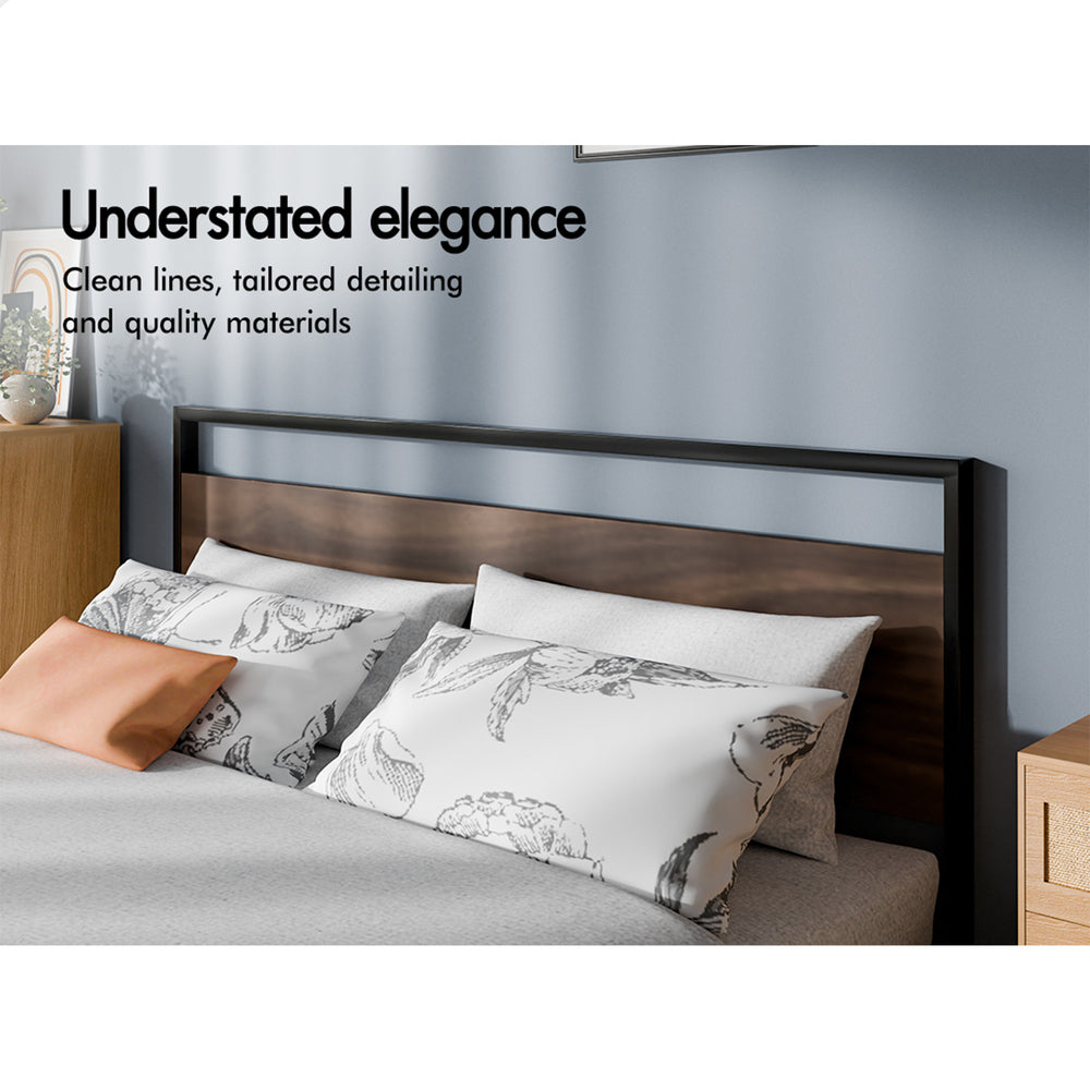 ALFORDSON Metal Bed Frame Double Size Industrial Platform Mattress Base Wood