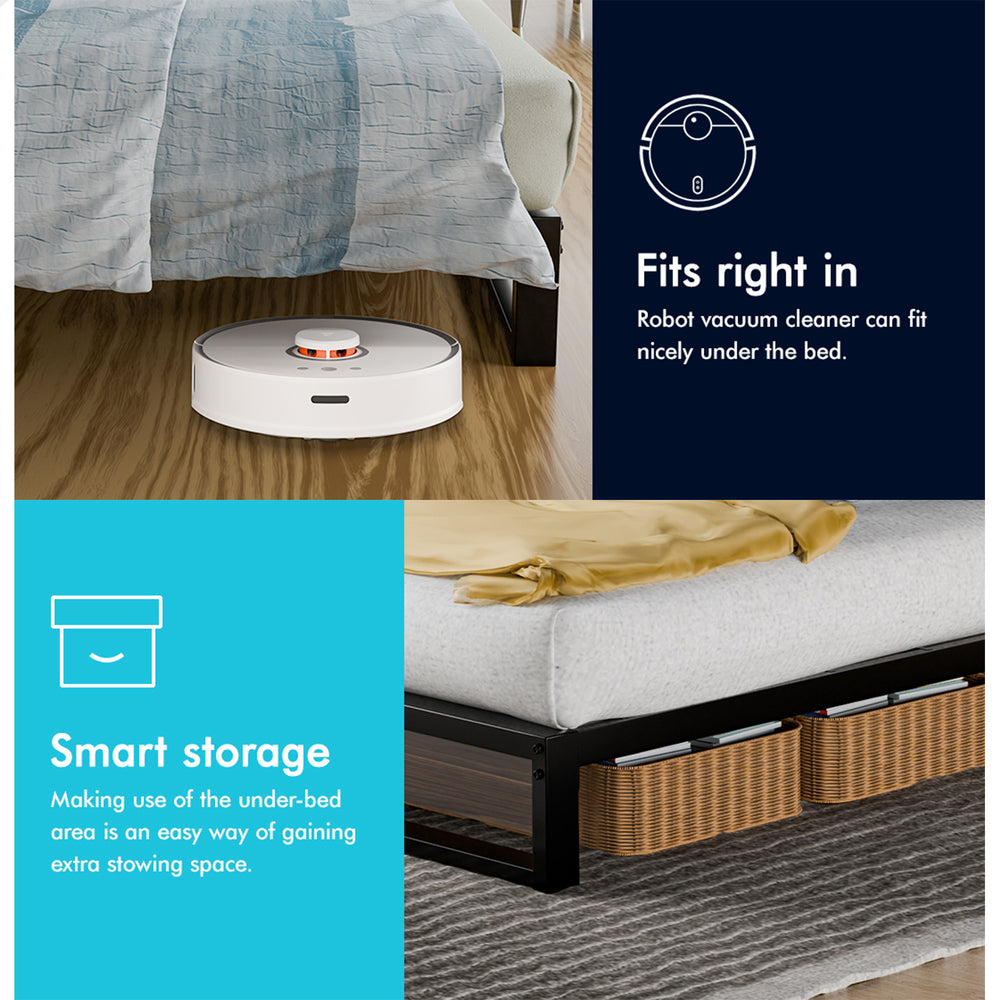 ALFORDSON Metal Bed Frame Queen Size Industrial Platform Mattress Base Wood