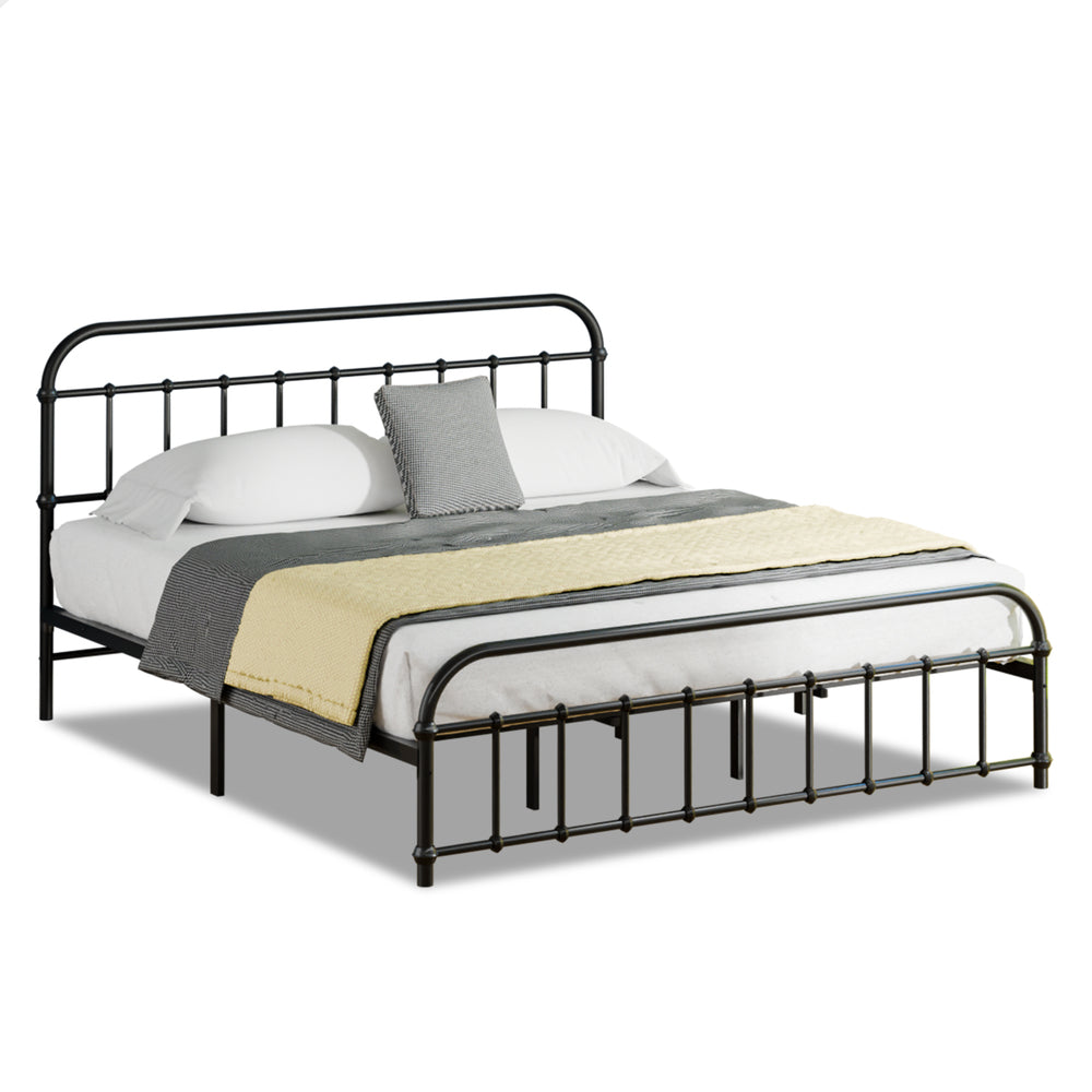 ALFORDSON Metal Bed Frame King Size Mattress Base Industrial Platform Black