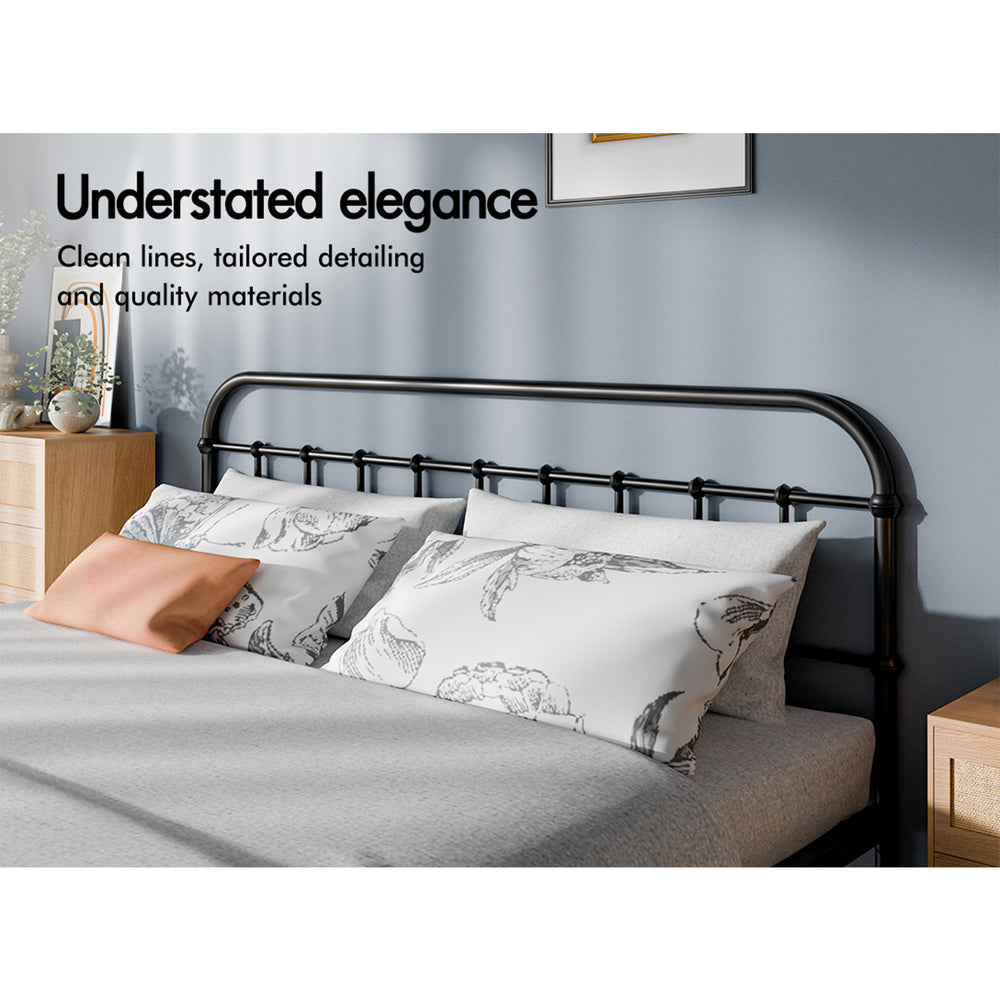 ALFORDSON Metal Bed Frame King Size Mattress Base Industrial Platform Black