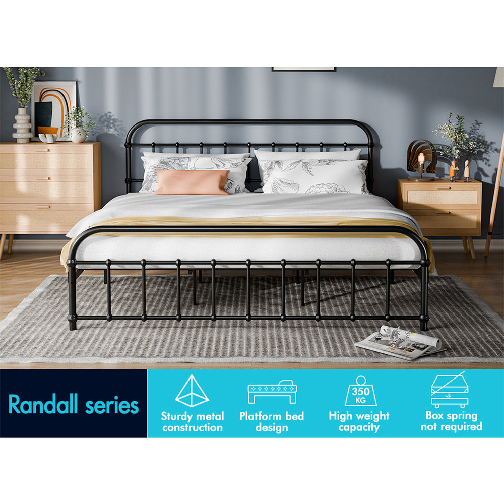 ALFORDSON Metal Bed Frame King Size Mattress Base Industrial Platform Black