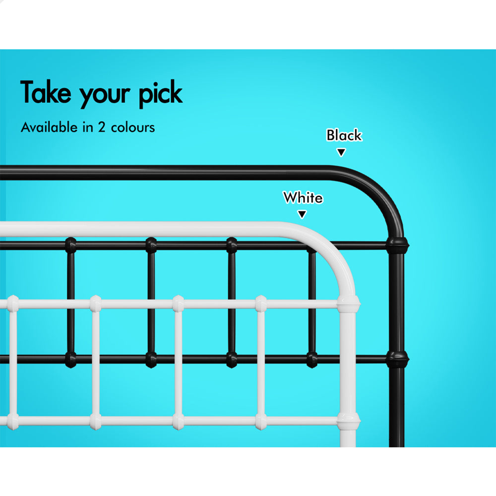 ALFORDSON Metal Bed Frame Queen Size Mattress Base Industrial Platform Black