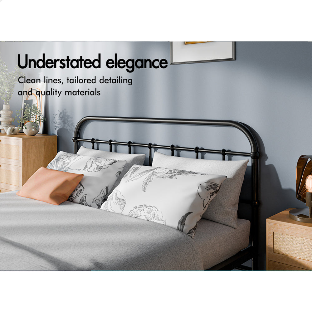 ALFORDSON Metal Bed Frame Queen Size Mattress Base Industrial Platform Black
