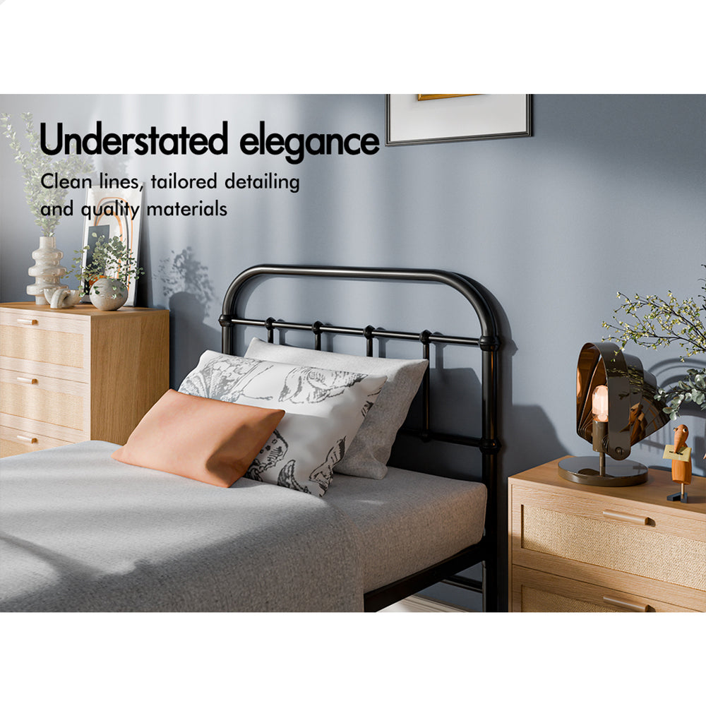 ALFORDSON Metal Bed Frame Single Size Mattress Base Industrial Platform Black