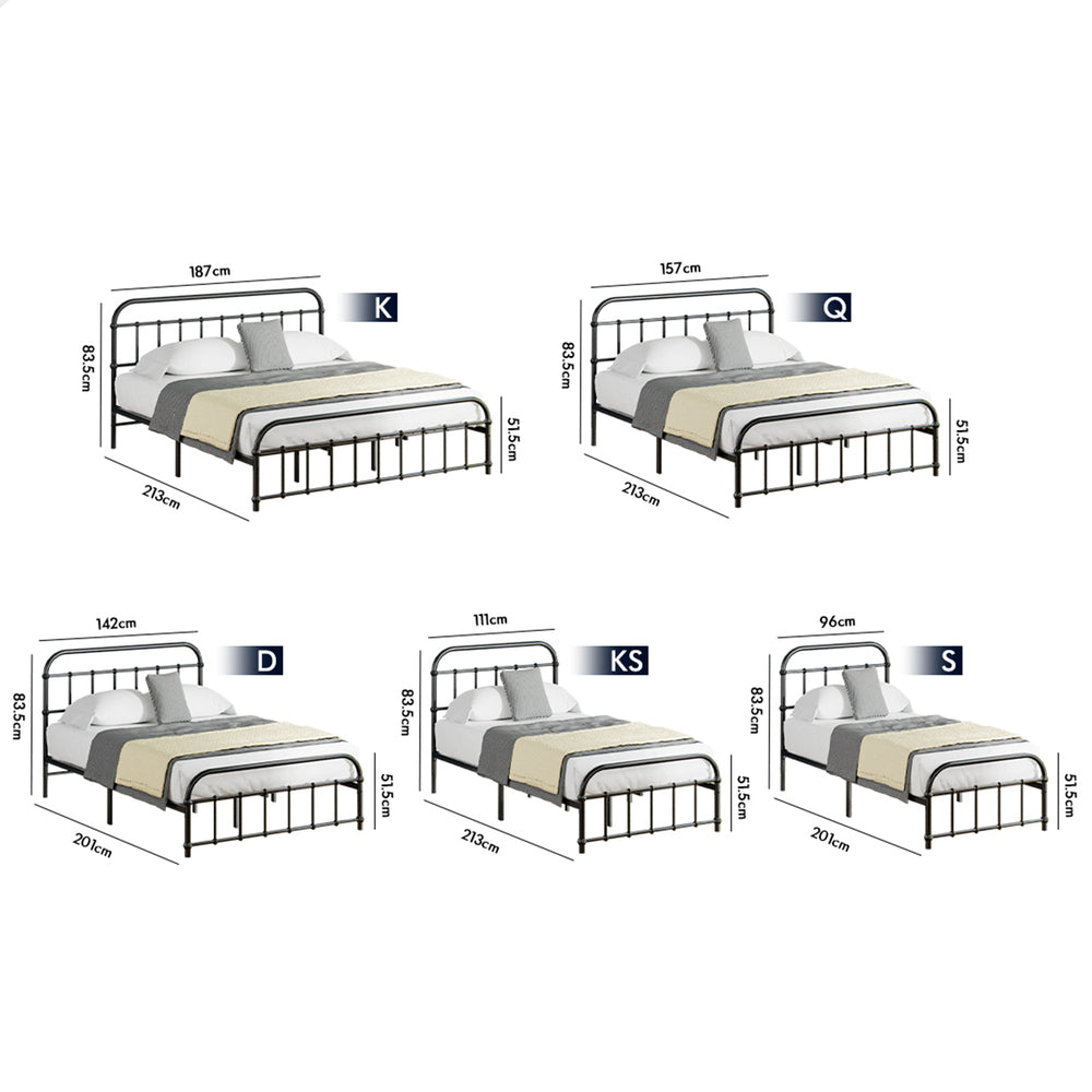 ALFORDSON Metal Bed Frame Single Size Mattress Base Industrial Platform Black