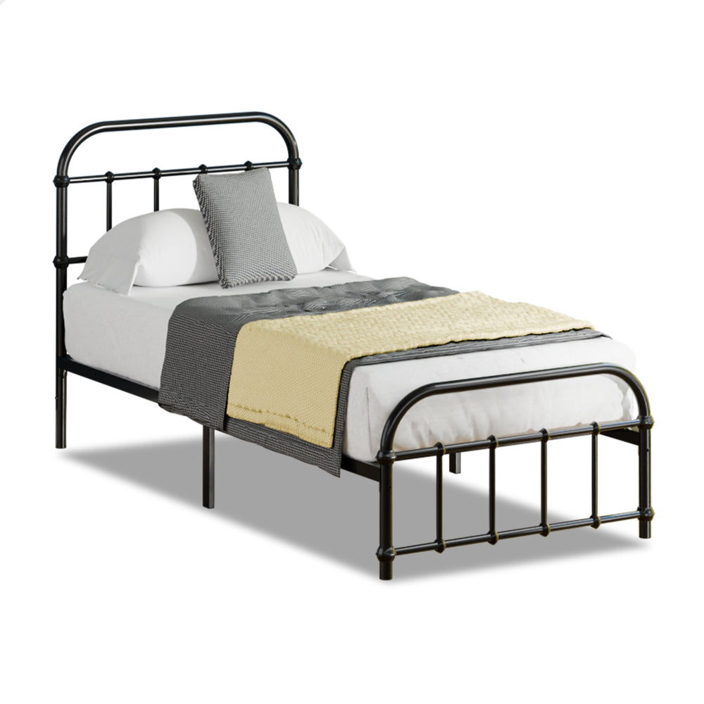 ALFORDSON Metal Bed Frame Single Size Mattress Base Industrial Platform Black
