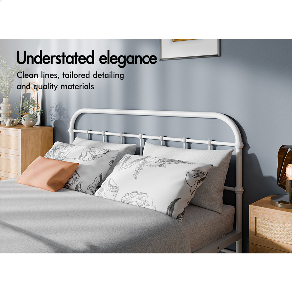 ALFORDSON Metal Bed Frame Double Size Mattress Base Industrial Platform White