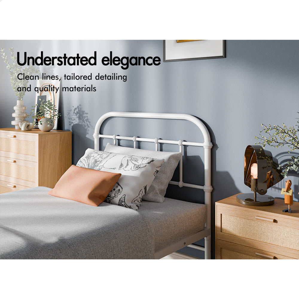 ALFORDSON Metal Bed Frame Single Size Mattress Base Industrial Platform White