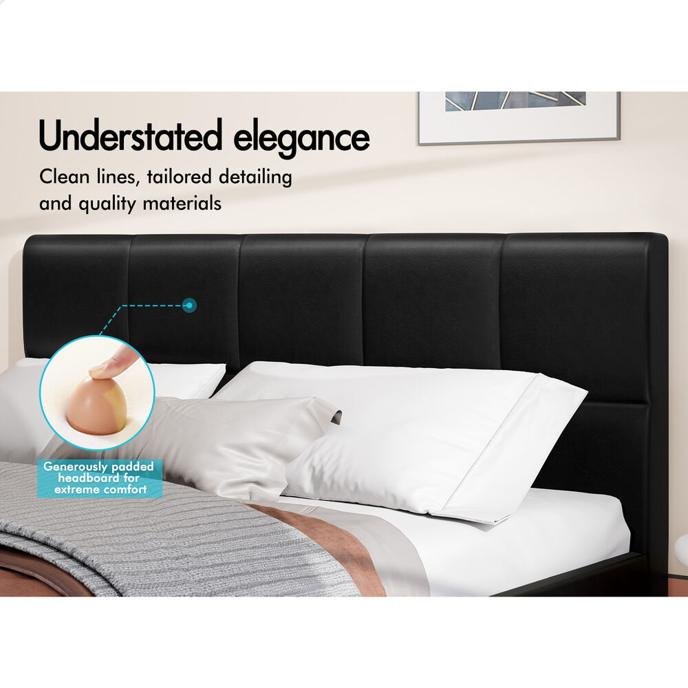 ALFORDSON Bed Frame Double Size Wooden Platform Mattress Base Leather Black