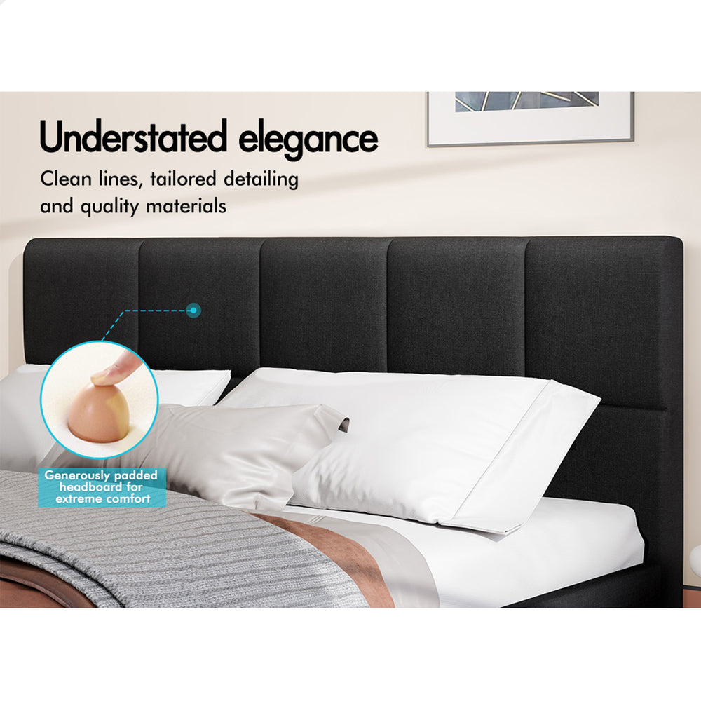 ALFORDSON Bed Frame Double Size Wooden Platform Mattress Base Fabric Charcoal