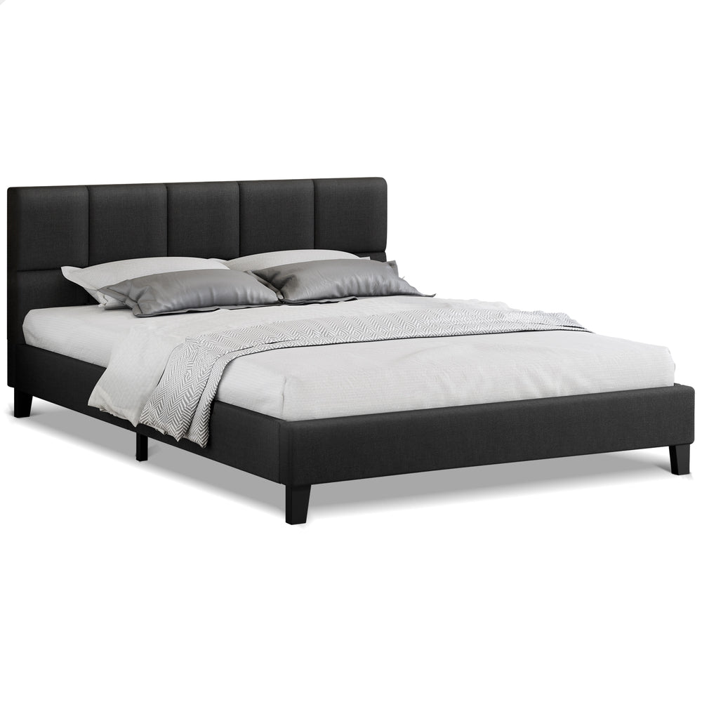 ALFORDSON Bed Frame Double Size Wooden Platform Mattress Base Fabric Charcoal