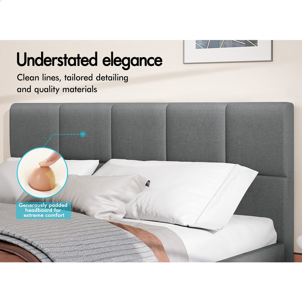 ALFORDSON Bed Frame Double Size Wooden Platform Mattress Base Fabric Grey