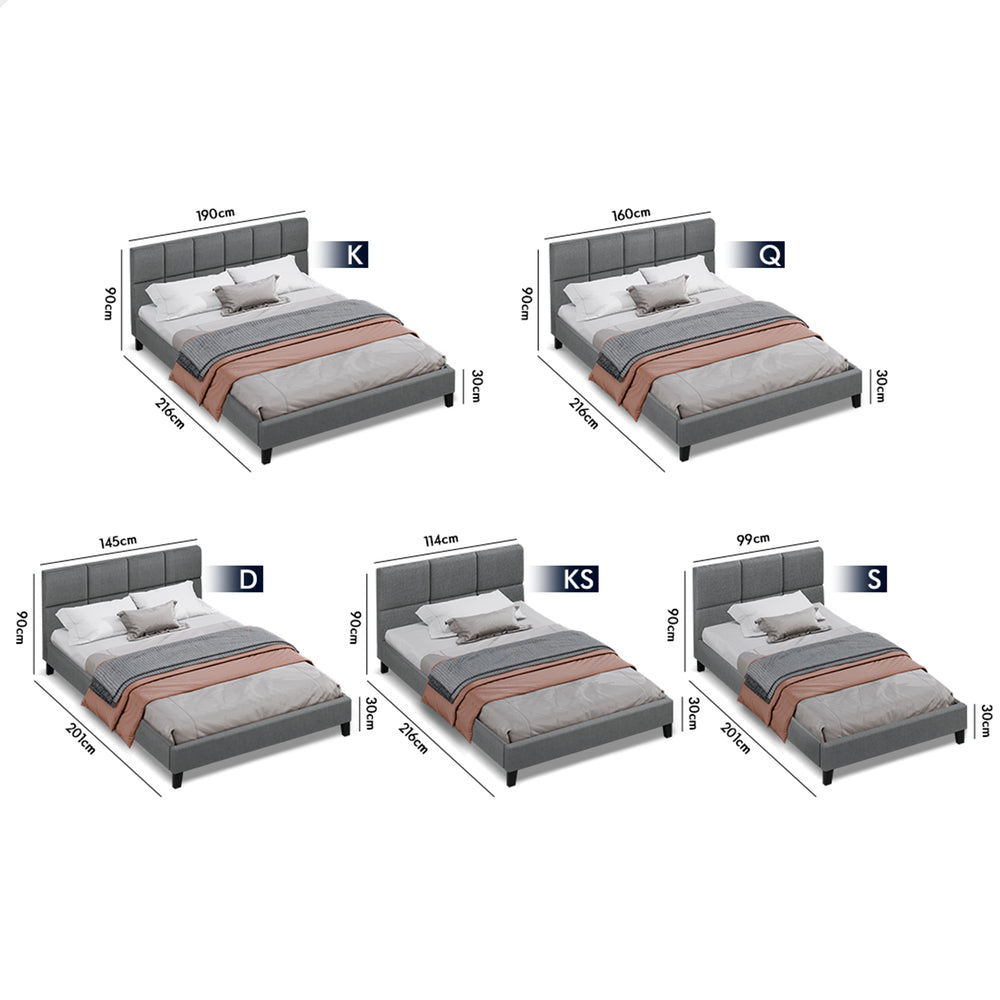 ALFORDSON Bed Frame Double Size Wooden Platform Mattress Base Fabric Grey