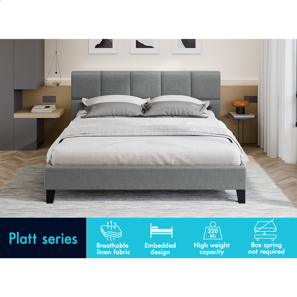 ALFORDSON Bed Frame Double Size Wooden Platform Mattress Base Fabric Grey