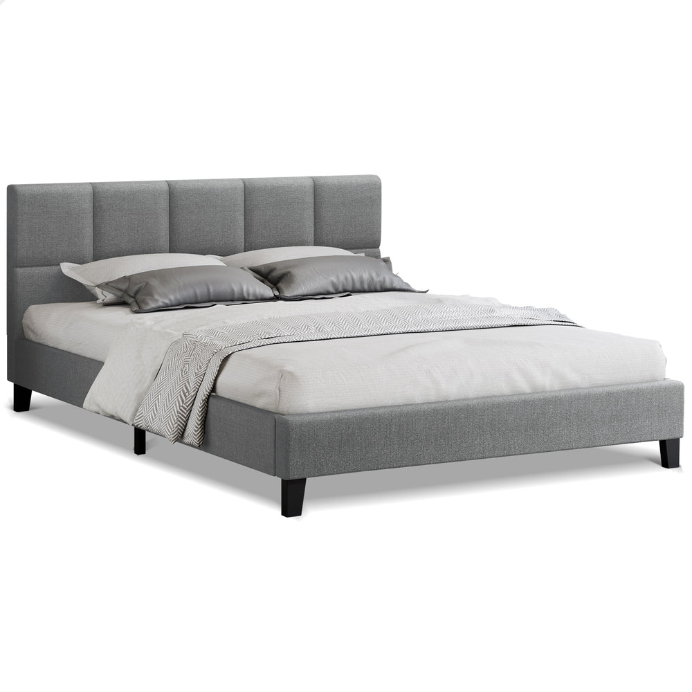 ALFORDSON Bed Frame Double Size Wooden Platform Mattress Base Fabric Grey